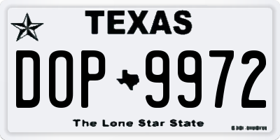 TX license plate DOP9972