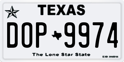 TX license plate DOP9974