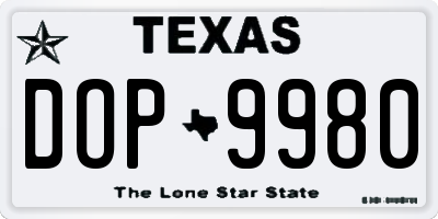 TX license plate DOP9980