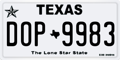 TX license plate DOP9983