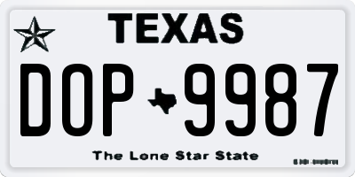 TX license plate DOP9987