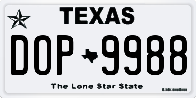 TX license plate DOP9988