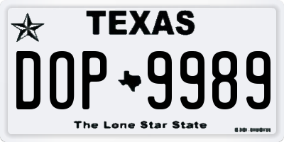 TX license plate DOP9989