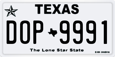 TX license plate DOP9991