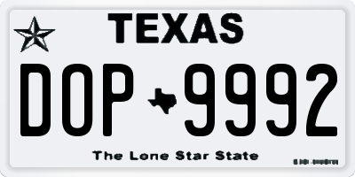TX license plate DOP9992