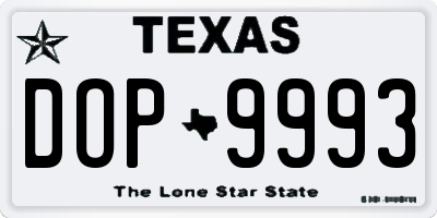TX license plate DOP9993