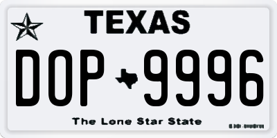 TX license plate DOP9996