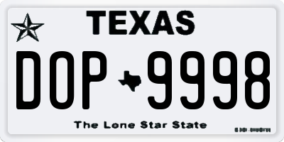TX license plate DOP9998