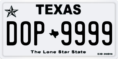 TX license plate DOP9999