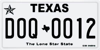 TX license plate DOQ0012