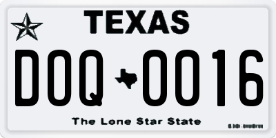 TX license plate DOQ0016