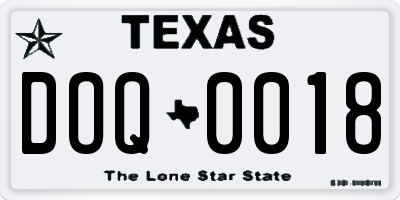 TX license plate DOQ0018