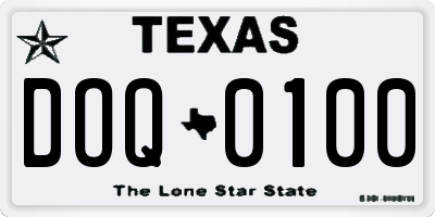 TX license plate DOQ0100