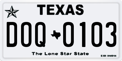 TX license plate DOQ0103
