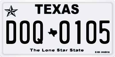 TX license plate DOQ0105