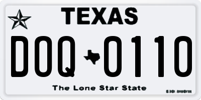 TX license plate DOQ0110