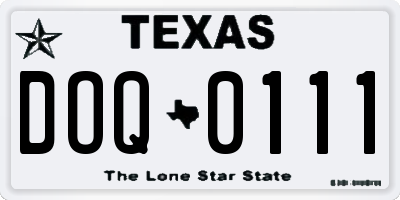 TX license plate DOQ0111