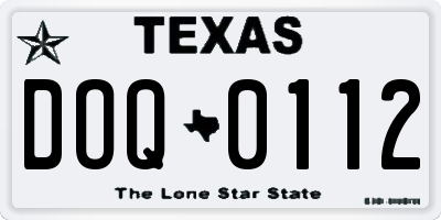 TX license plate DOQ0112