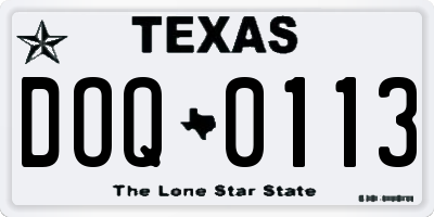 TX license plate DOQ0113