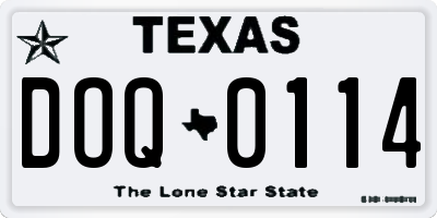 TX license plate DOQ0114