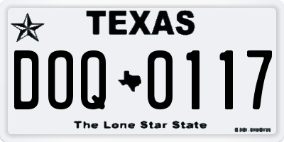 TX license plate DOQ0117