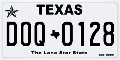 TX license plate DOQ0128