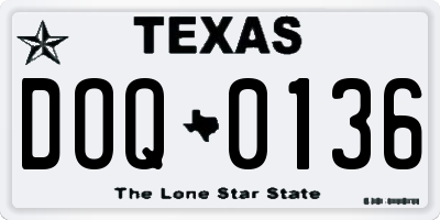 TX license plate DOQ0136