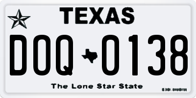 TX license plate DOQ0138
