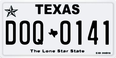 TX license plate DOQ0141