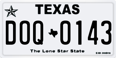 TX license plate DOQ0143