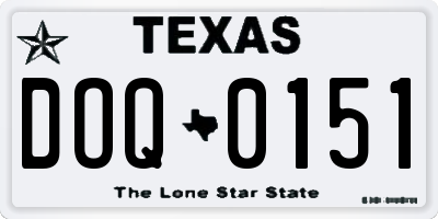 TX license plate DOQ0151