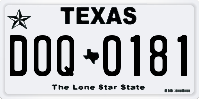 TX license plate DOQ0181