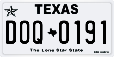 TX license plate DOQ0191