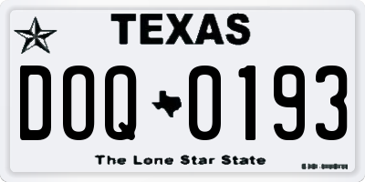 TX license plate DOQ0193