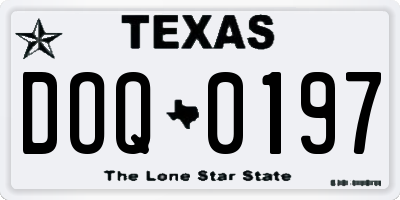 TX license plate DOQ0197