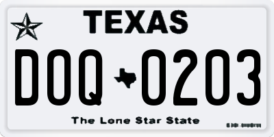 TX license plate DOQ0203