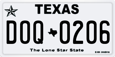 TX license plate DOQ0206