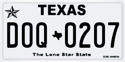 TX license plate DOQ0207