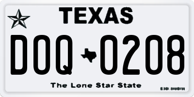 TX license plate DOQ0208