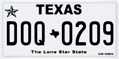 TX license plate DOQ0209