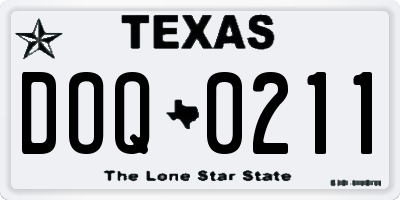 TX license plate DOQ0211