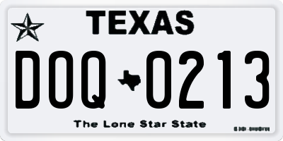 TX license plate DOQ0213