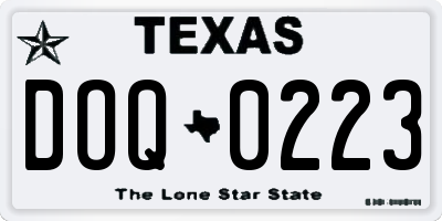TX license plate DOQ0223