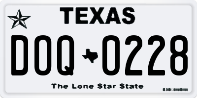 TX license plate DOQ0228
