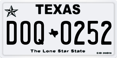 TX license plate DOQ0252