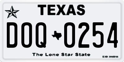 TX license plate DOQ0254
