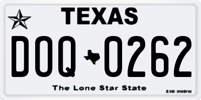 TX license plate DOQ0262