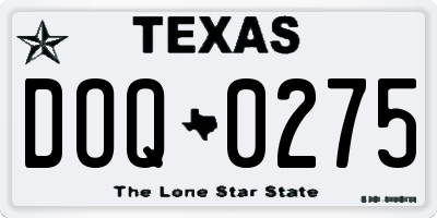 TX license plate DOQ0275
