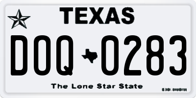 TX license plate DOQ0283