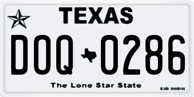 TX license plate DOQ0286